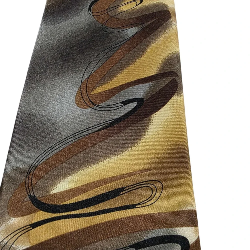 J. GARCIA Men's Silk Abstract Tie 'Floating Planes Collection 52'‎ Gold Grey